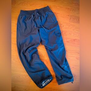 Eddie Bauer Jogger Pants Dusty Blue Flannel Lined Cargo Hiking Stretch Outdoor M